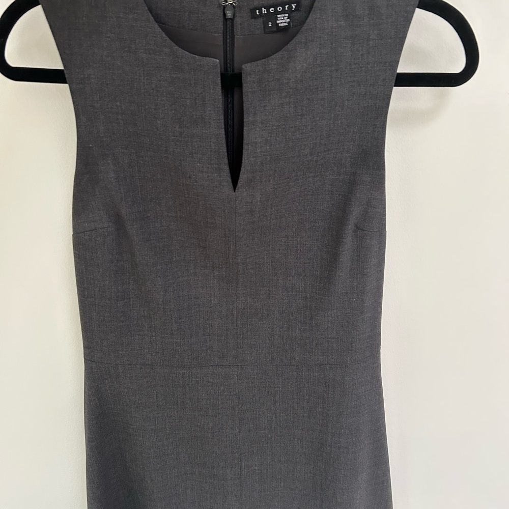 Theory Wool Charcoal Sleeveless A-Line Dress